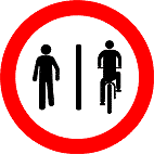 Pedestres à esquerda, ciclistas à direita