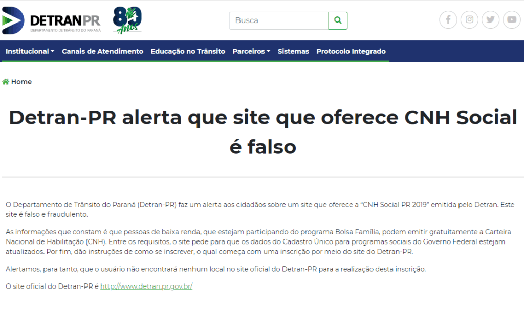 Veja a nota oficial do Detran-PR Veja a nota oficial do Detran-PR